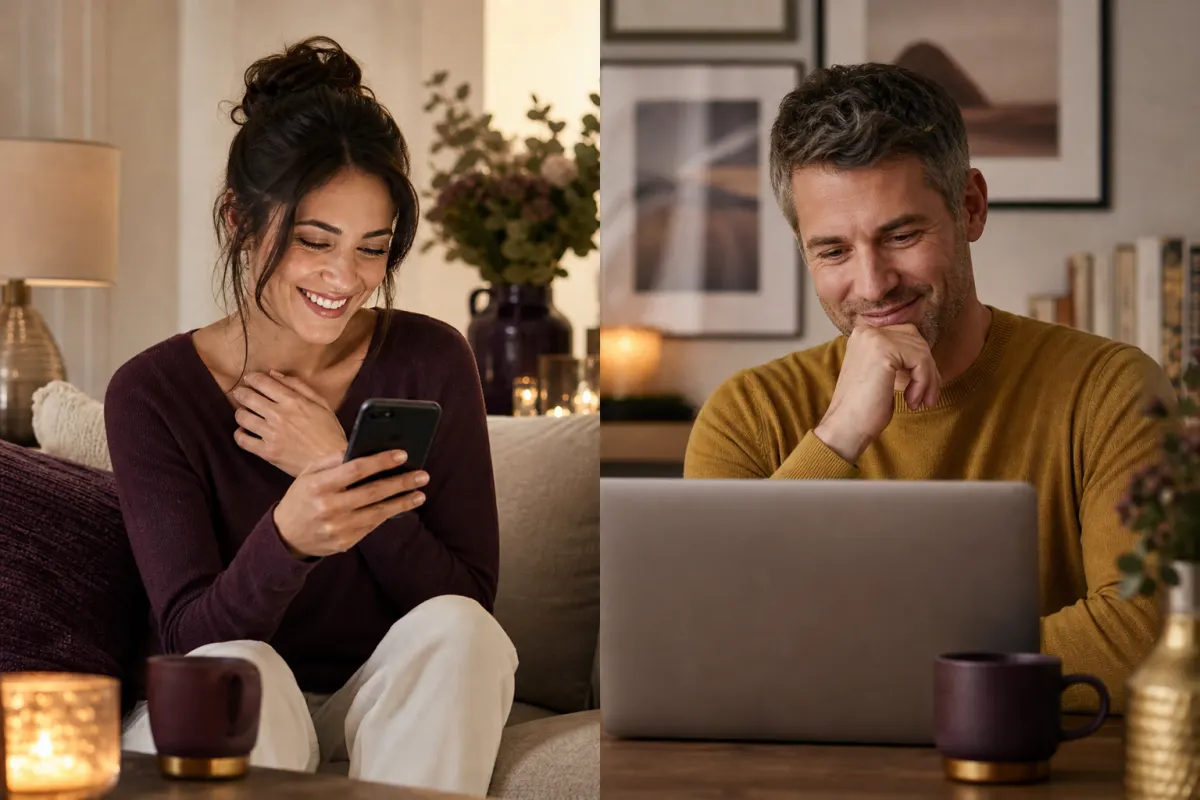 Deux adultes échangent pour une rencontre sérieuse en ligne