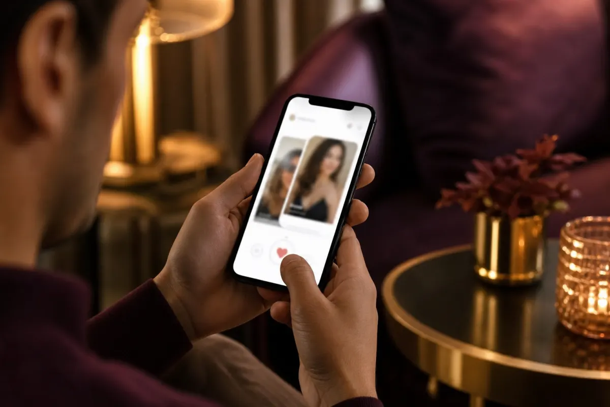 Application de rencontre moderne consultée sur smartphone